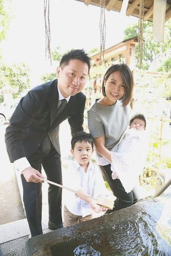 お宮参り写真 撮影場所 品川神社 夏
