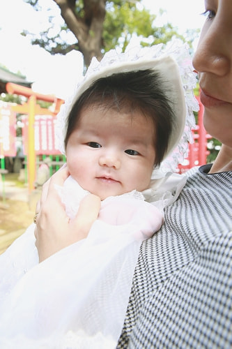 お宮参り写真 撮影場所 品川神社 ベビードレス