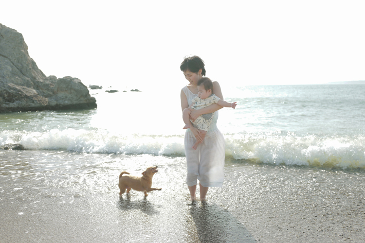 お宮参り、七五三の手水舎での写真